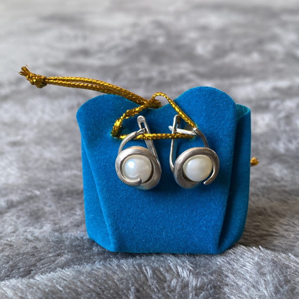 Sterling Silver 925 earrings with genuine pearls 5,43gr and certification